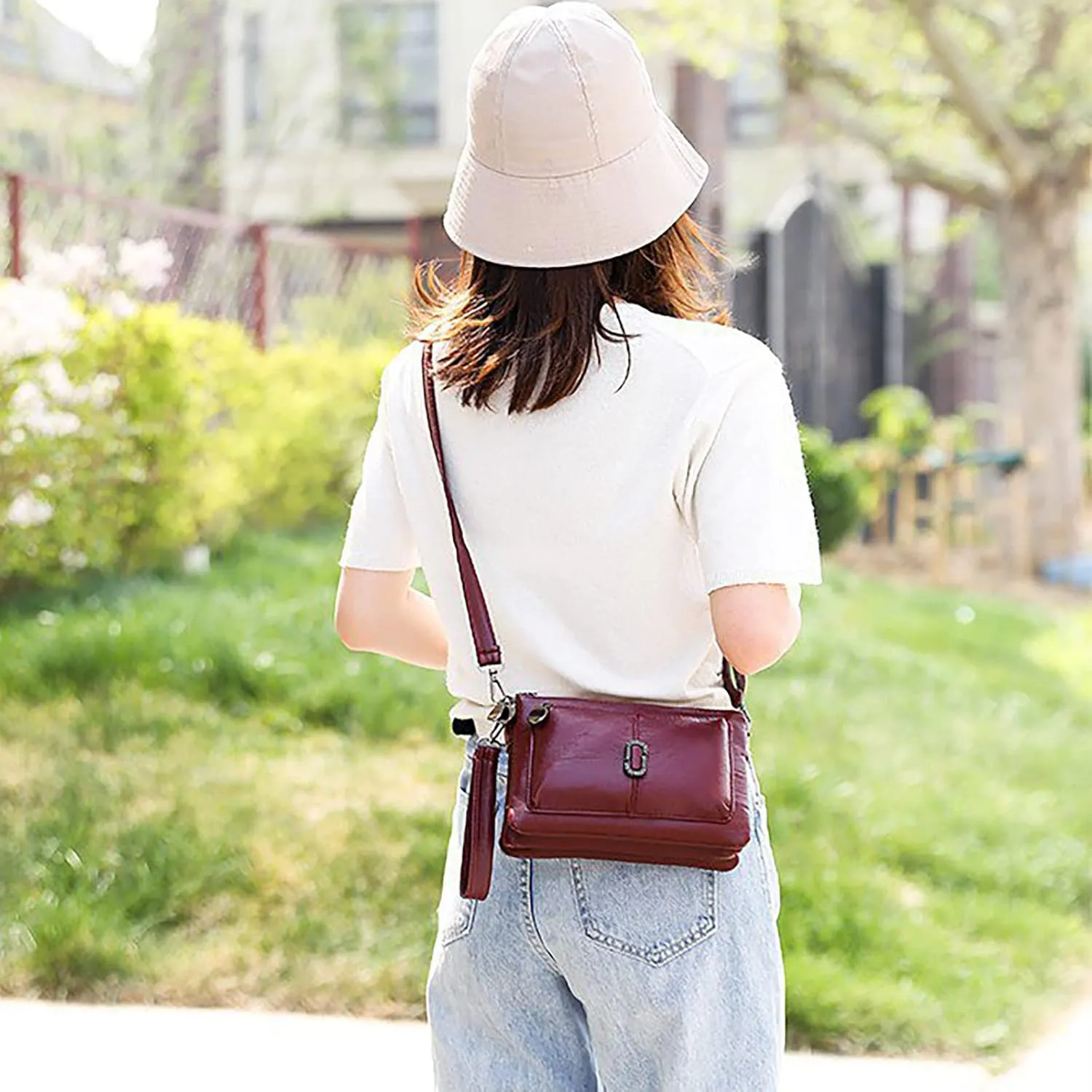 Messenger Bag Fashion Mobile Phone Change Small Square Bag Large Capacity Mobile Phone Bags Vintage (Purple, One Size)