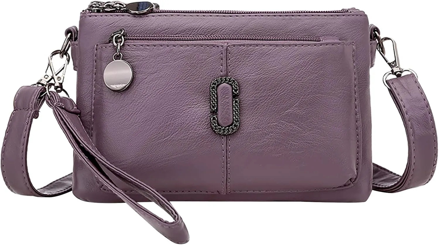 Messenger Bag Fashion Mobile Phone Change Small Square Bag Large Capacity Mobile Phone Bags Vintage (Purple, One Size)