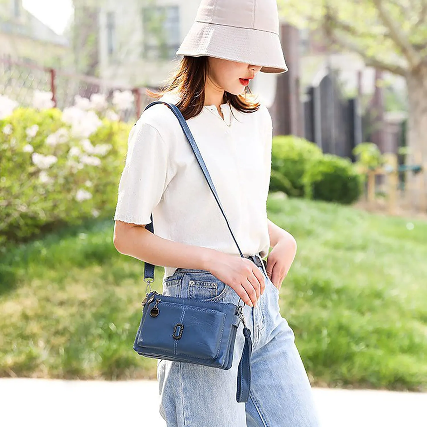 Messenger Bag Fashion Mobile Phone Change Small Square Bag Large Capacity Mobile Phone Bags Vintage (Purple, One Size)
