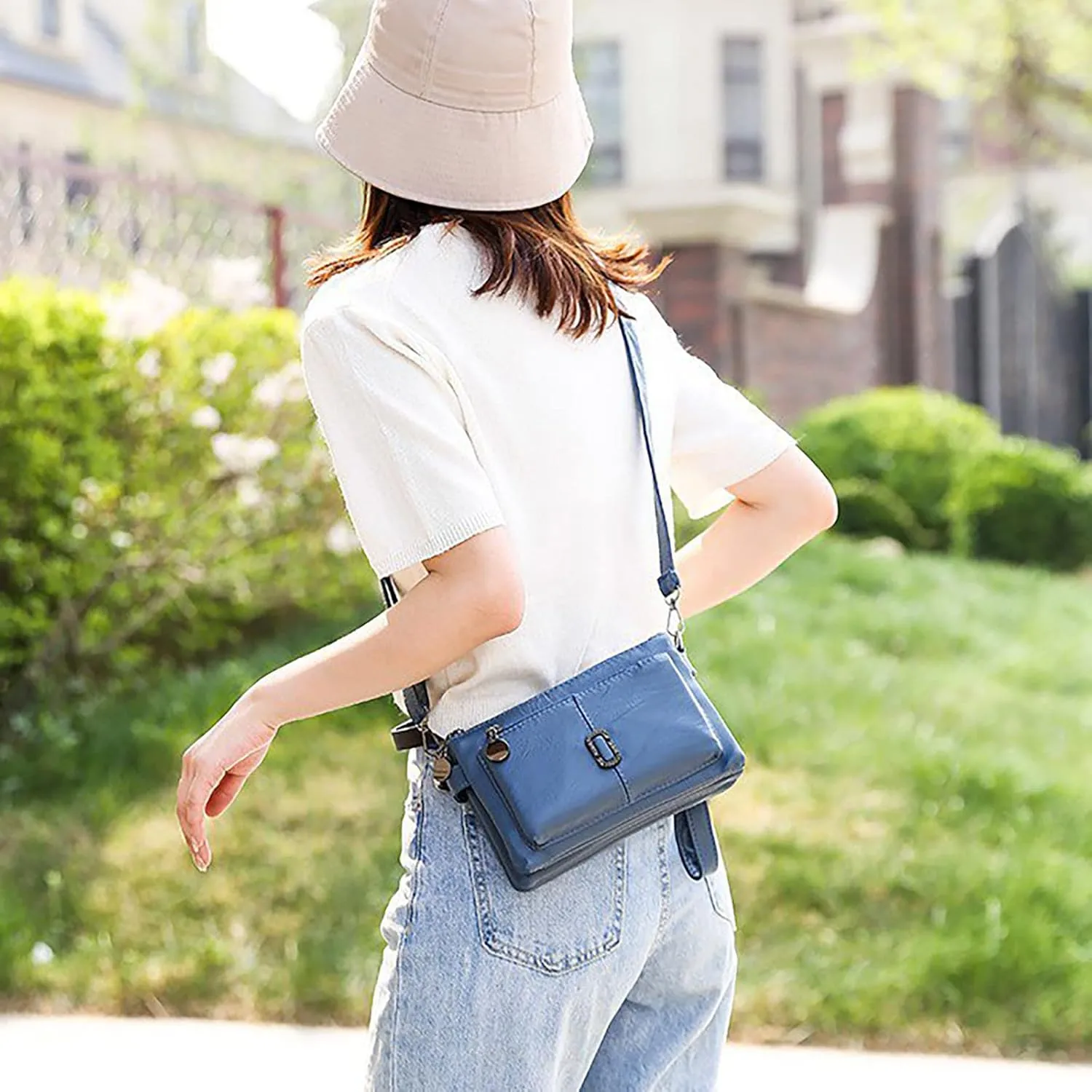 Messenger Bag Fashion Mobile Phone Change Small Square Bag Large Capacity Mobile Phone Bags Vintage (Purple, One Size)