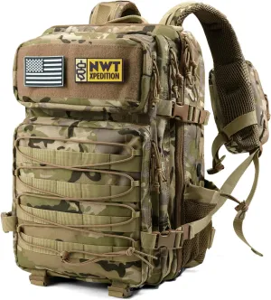 Military Tactical Backpack,Sturdy Work & Molle Laptops Rucksack,Army Assault Pack for Hiking Camping Travel Fishing Gym, Camo