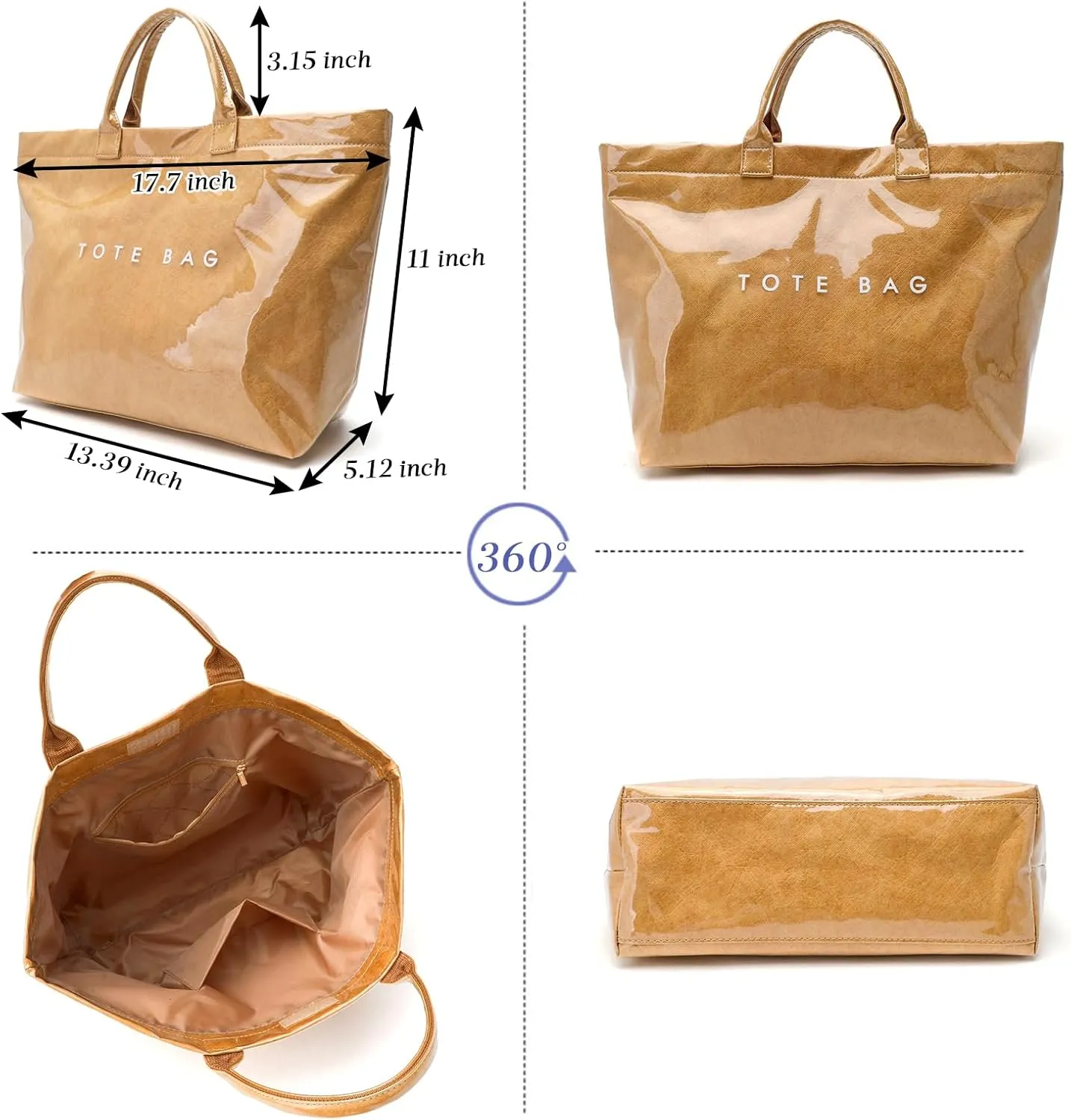 MINGRI Large Tote Bags for Women,Mother's Day Gifts,PVC Plastic Totes Bag,Carry All Bag Kraft Paper Shoulder Handbag