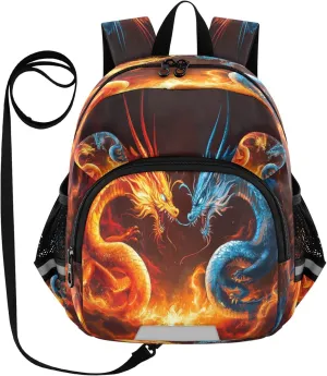 Mini Backpack Child Backpacks Toddler Backpack Travel Bag Two Angry Fire Dragon for Kindergarten Elementary Boys Girls