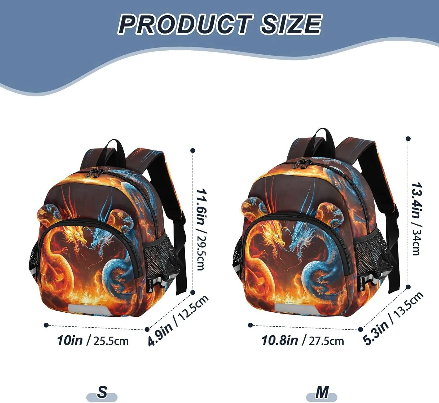 Mini Backpack Child Backpacks Toddler Backpack Travel Bag Two Angry Fire Dragon for Kindergarten Elementary Boys Girls