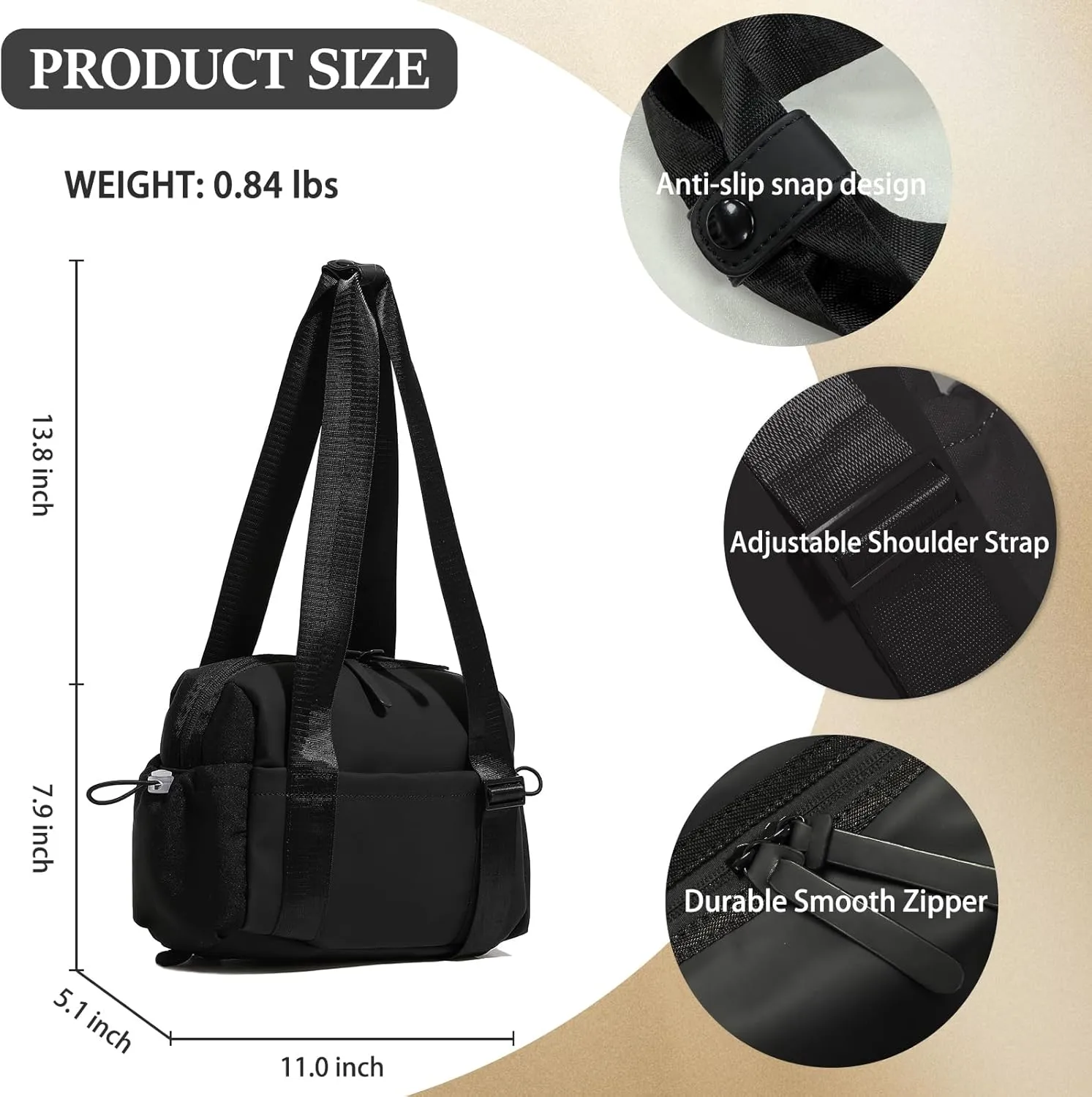 Mini Gym Bag for Women & Girls with Wet Compartment Small Gym Tote Bag Waterproof Travel Duffle Bag Cute Workout Sports Bag, Black