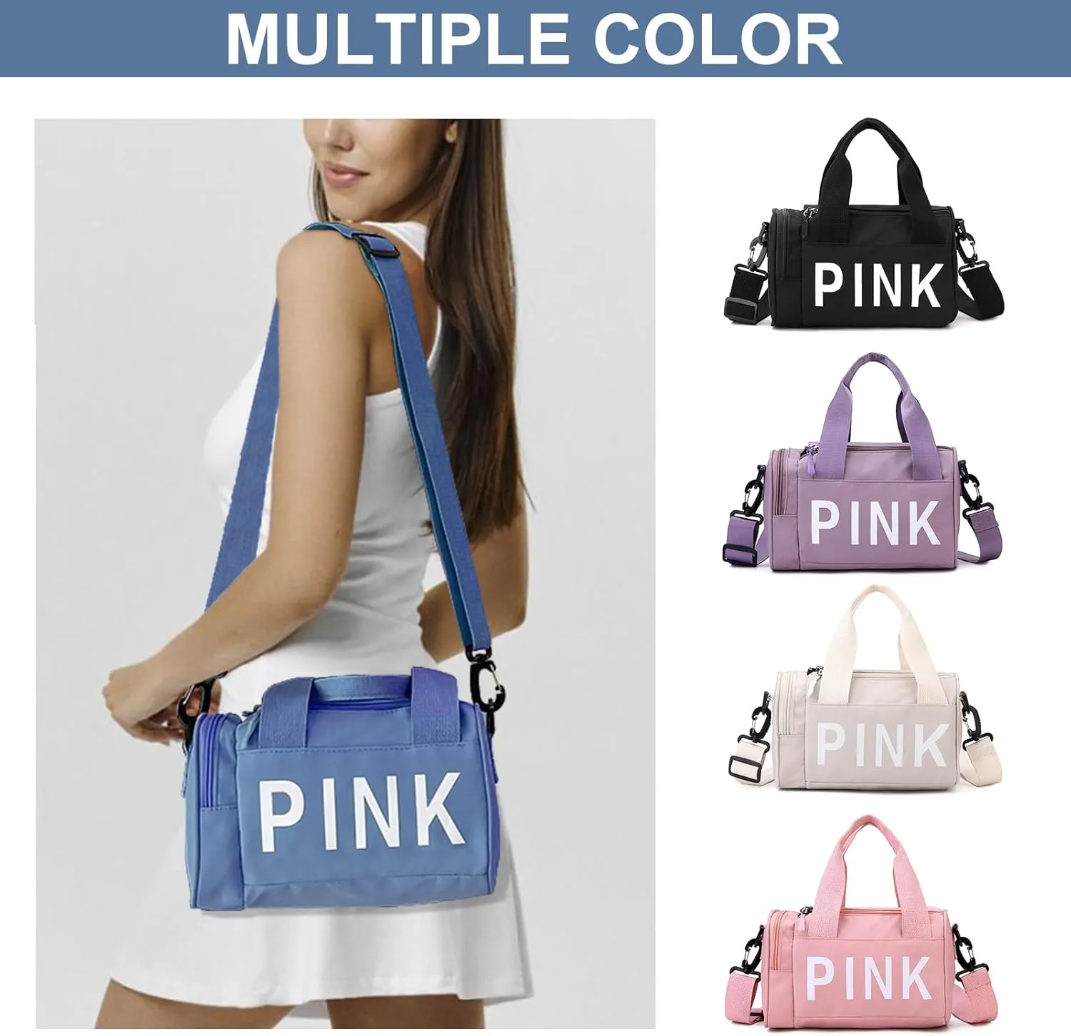 Mini Small Crossbody Bag Gym Bag for Women Men, Cute Small Duffle Bag Aesthetic Sports Handbag, Waterproof Gym Tote Bag Portable Fitness Shoulder Bag for Sports Travel (Blue-a)