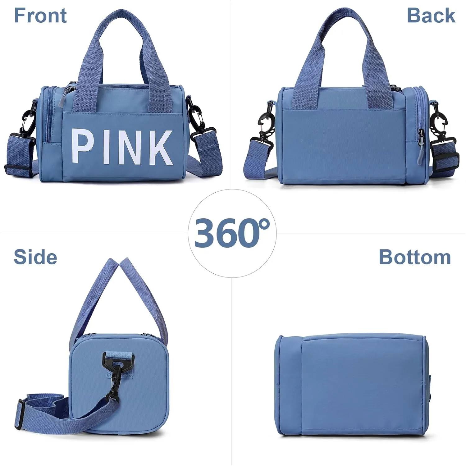 Mini Small Crossbody Bag Gym Bag for Women Men, Cute Small Duffle Bag Aesthetic Sports Handbag, Waterproof Gym Tote Bag Portable Fitness Shoulder Bag for Sports Travel (Blue-a)