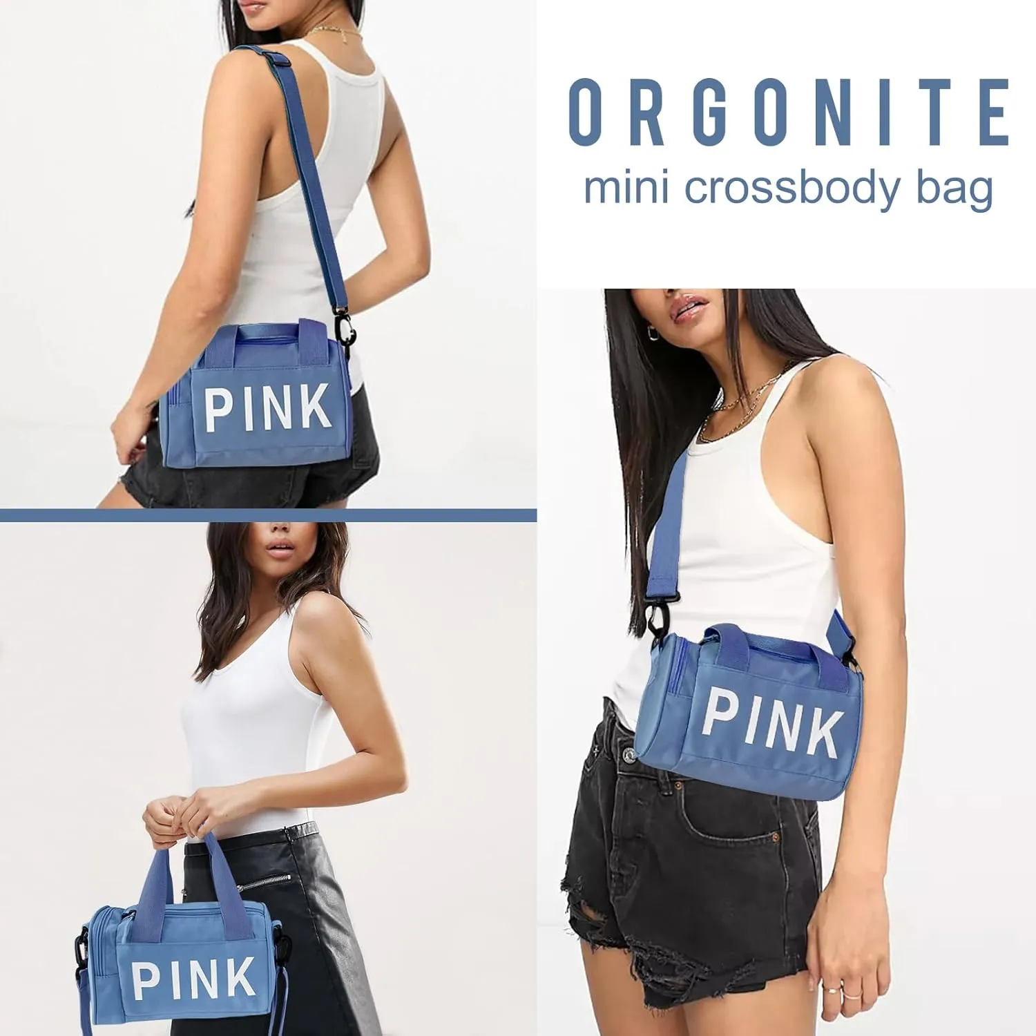 Mini Small Crossbody Bag Gym Bag for Women Men, Cute Small Duffle Bag Aesthetic Sports Handbag, Waterproof Gym Tote Bag Portable Fitness Shoulder Bag for Sports Travel (Blue-a)