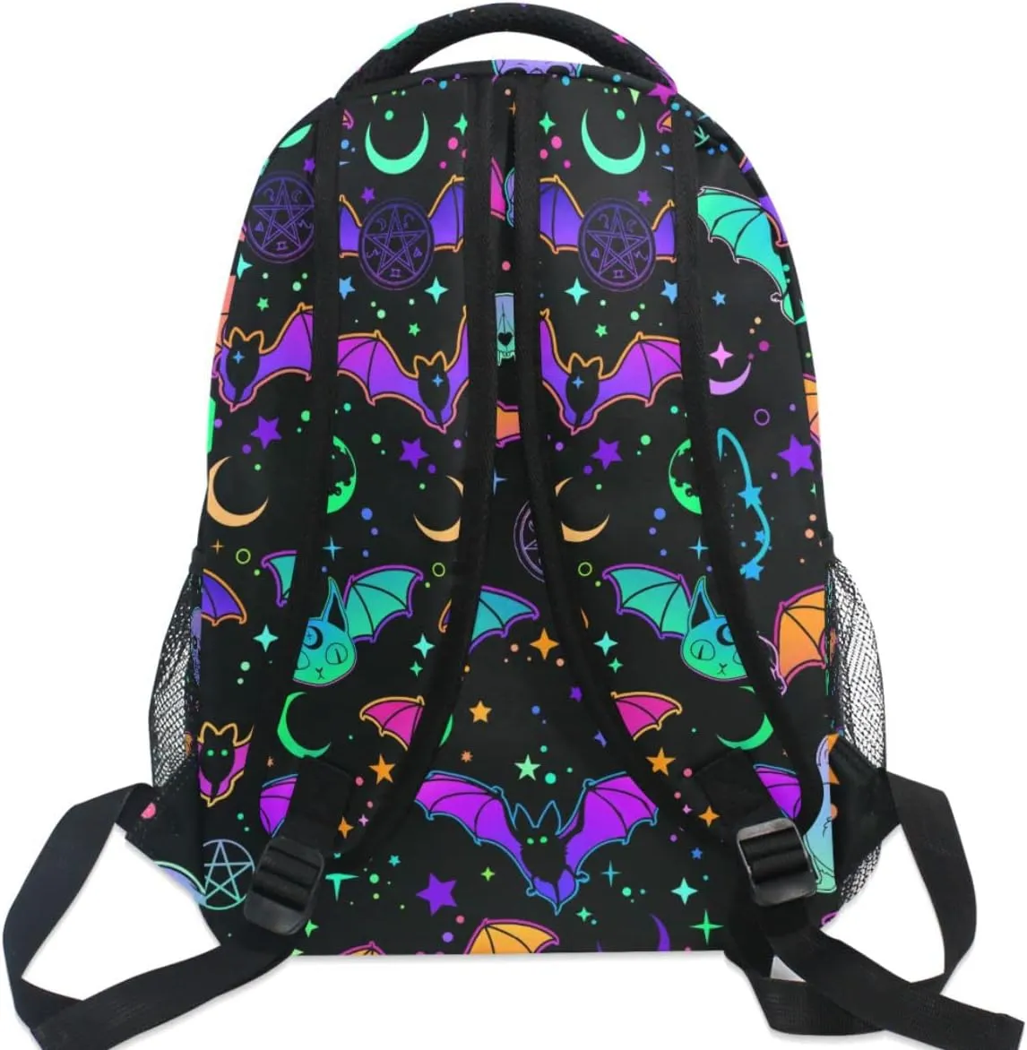 MNSRUU Student School Bag Magic Skulls Bat and Animal Backpack for Girls Boys College Bookbag Laptop Rucksack Travel Backpack for Adult Teen Casual Daypack