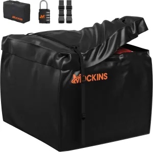 Mockins 30 Cubic Ft Square Trailer Hitch Cargo Carrier Bag | 40"x40"x32" All-Weather Cargo Bag for Hitch Carrier | 500D PVC Soft-Shell Waterproof Truck Bed Storage w/Waterproof Zippers, Straps & Lock