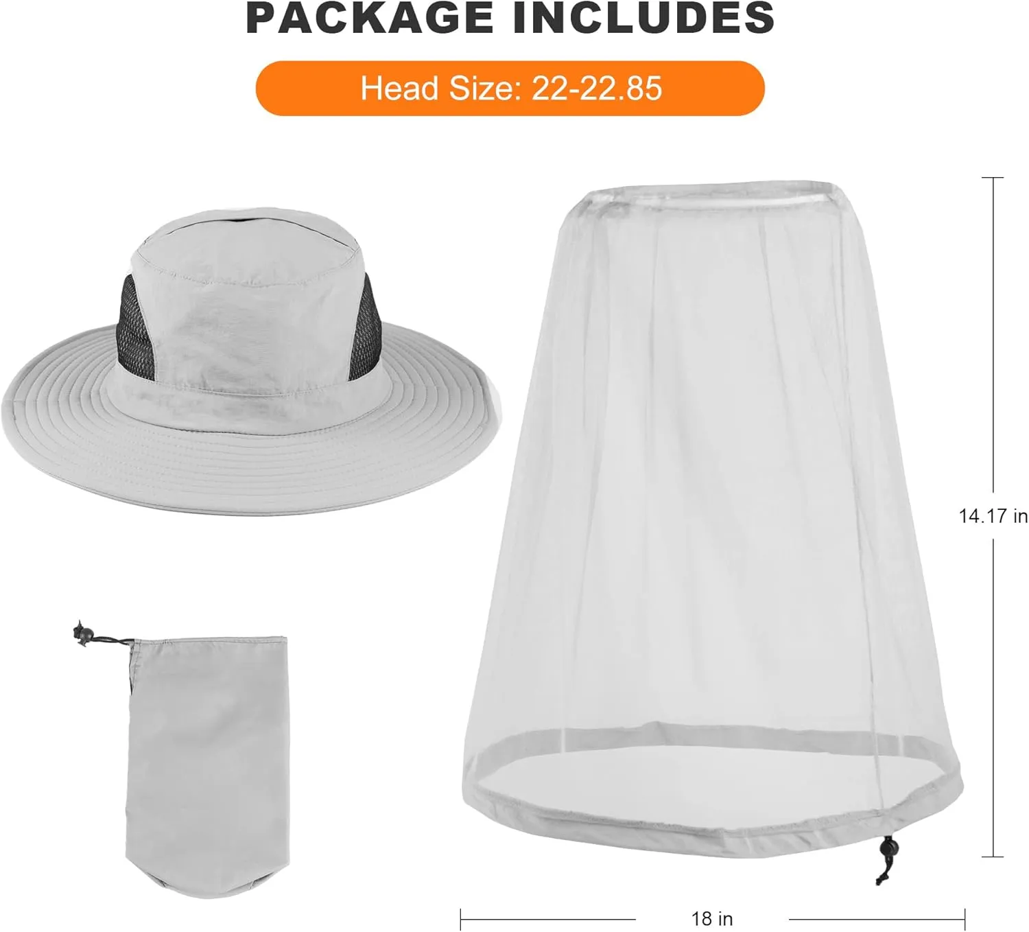 Mosquito Net Hat - Safari Sun Visor Hat with Removable Bug Net for Outdoor Men and Women