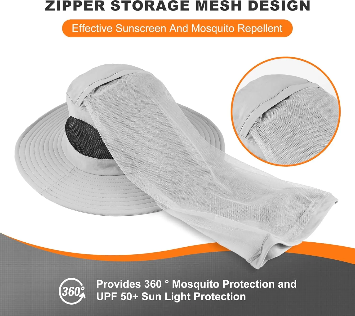 Mosquito Net Hat - Safari Sun Visor Hat with Removable Bug Net for Outdoor Men and Women