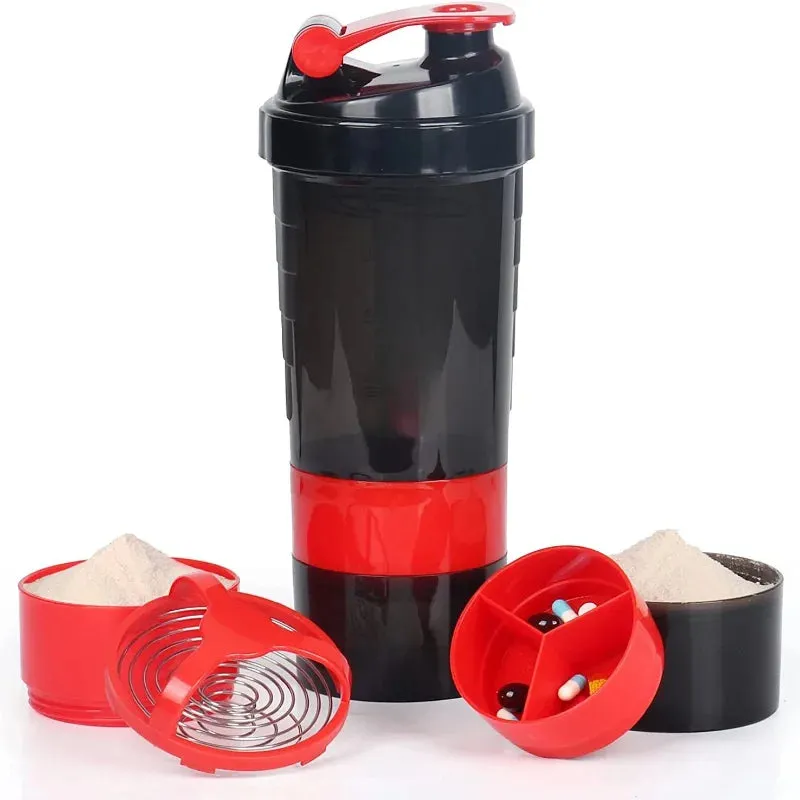 Multi-Compartment Shaker Bottle for Supplements