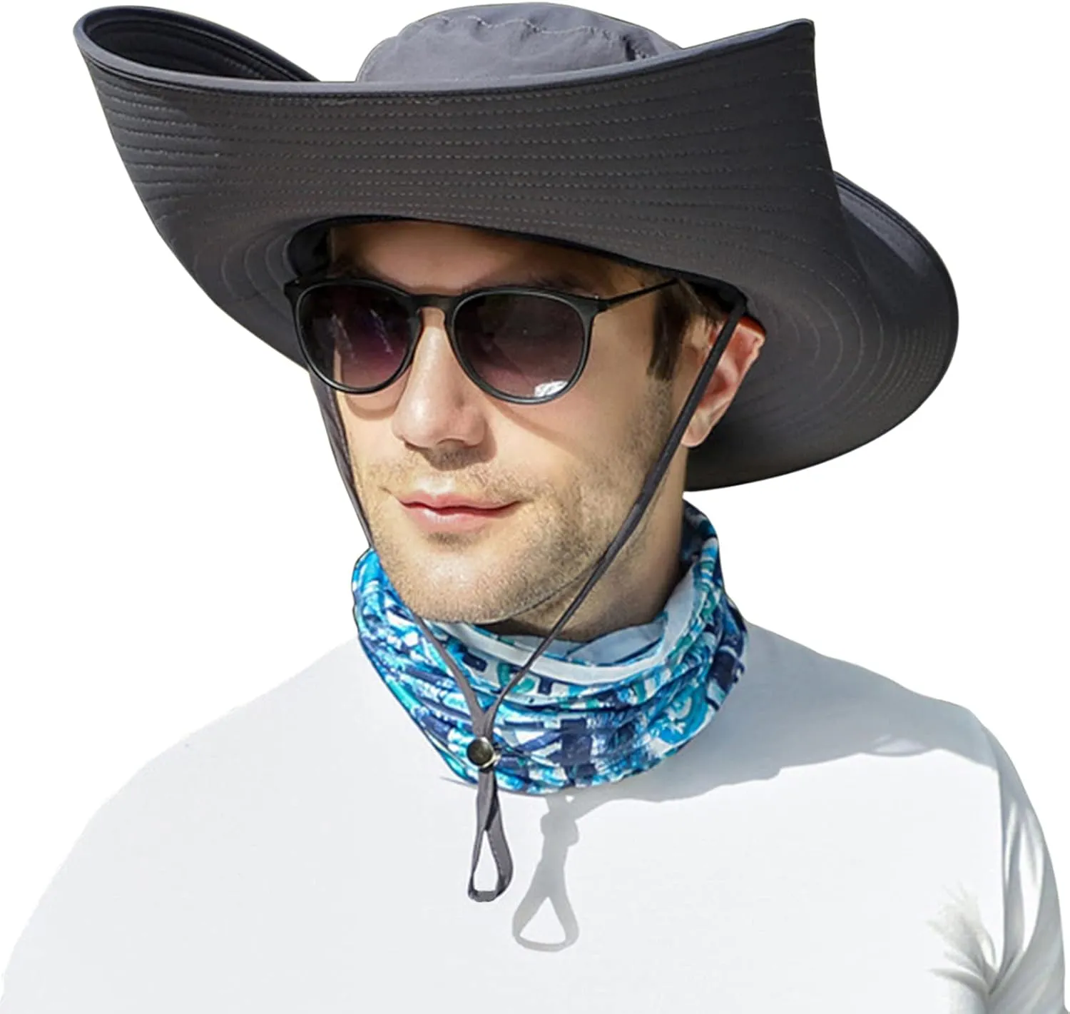 Muryobao Mens Sun Hats UPF 50  Waterproof Mesh Wide Brim Bucket Fishing Hat