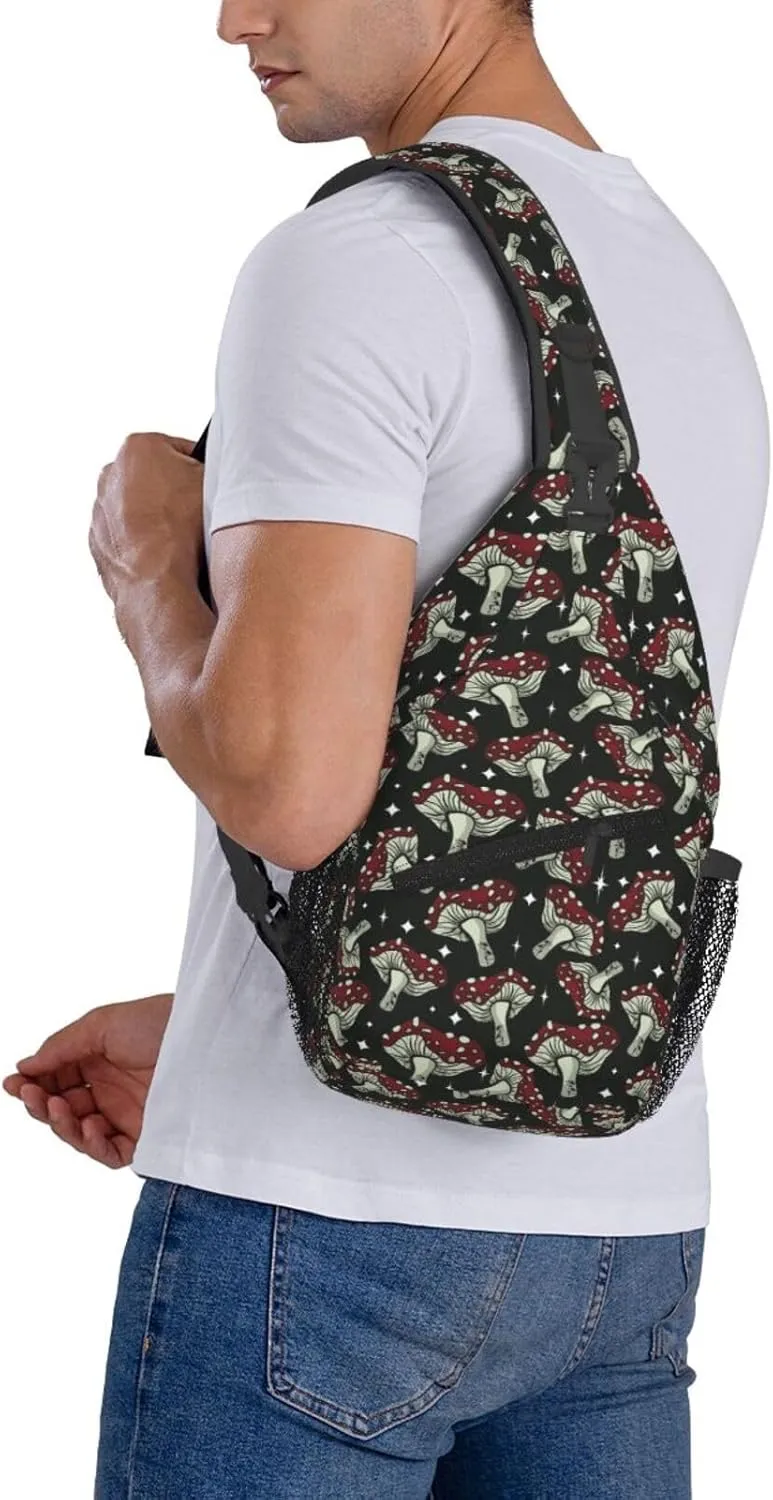 Mushroom Different Chest Sling Bag Crossbody Shoulder Backpack Bag Gym Cycling Daypack Travel Hiking Cross Bag