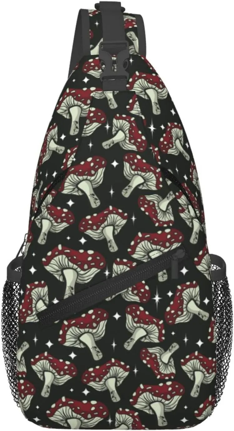 Mushroom Different Chest Sling Bag Crossbody Shoulder Backpack Bag Gym Cycling Daypack Travel Hiking Cross Bag