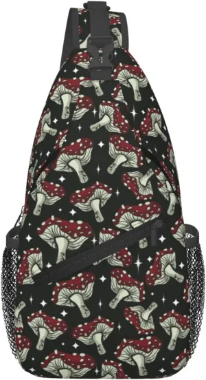 Mushroom Different Chest Sling Bag Crossbody Shoulder Backpack Bag Gym Cycling Daypack Travel Hiking Cross Bag