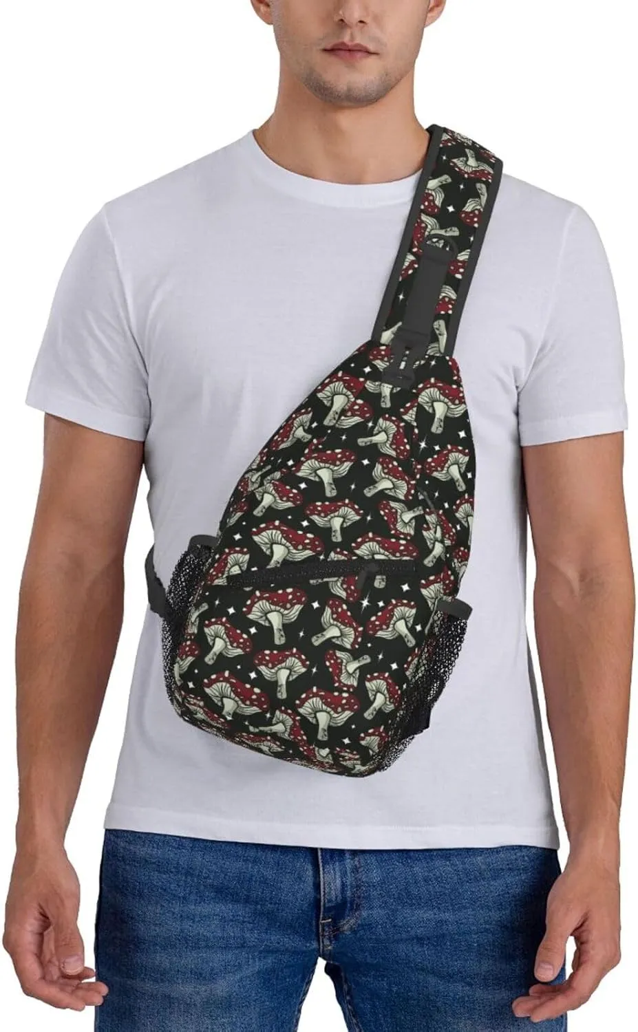 Mushroom Different Chest Sling Bag Crossbody Shoulder Backpack Bag Gym Cycling Daypack Travel Hiking Cross Bag