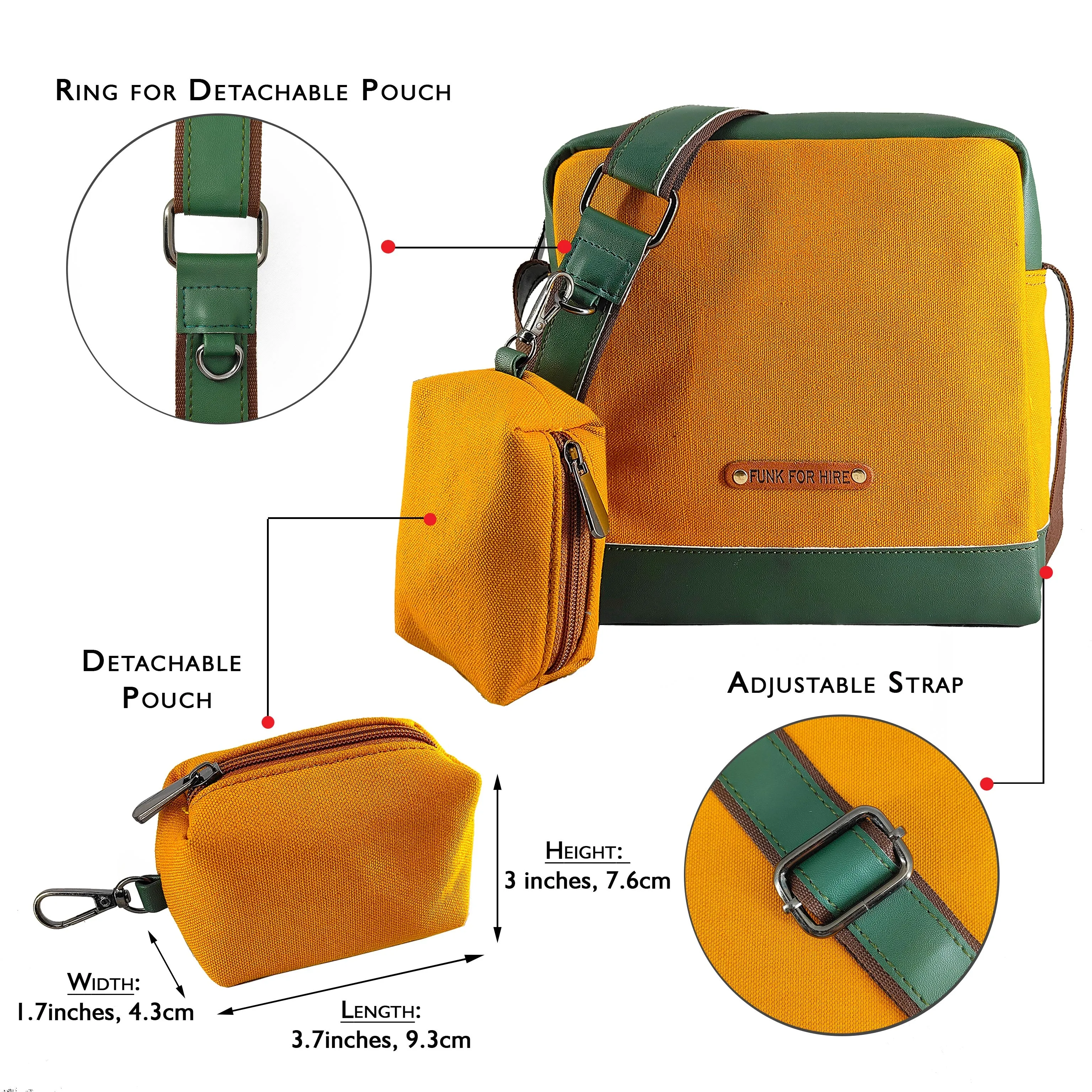 Mustard Yellow & Olive Green Box Pouch Sling Bag
