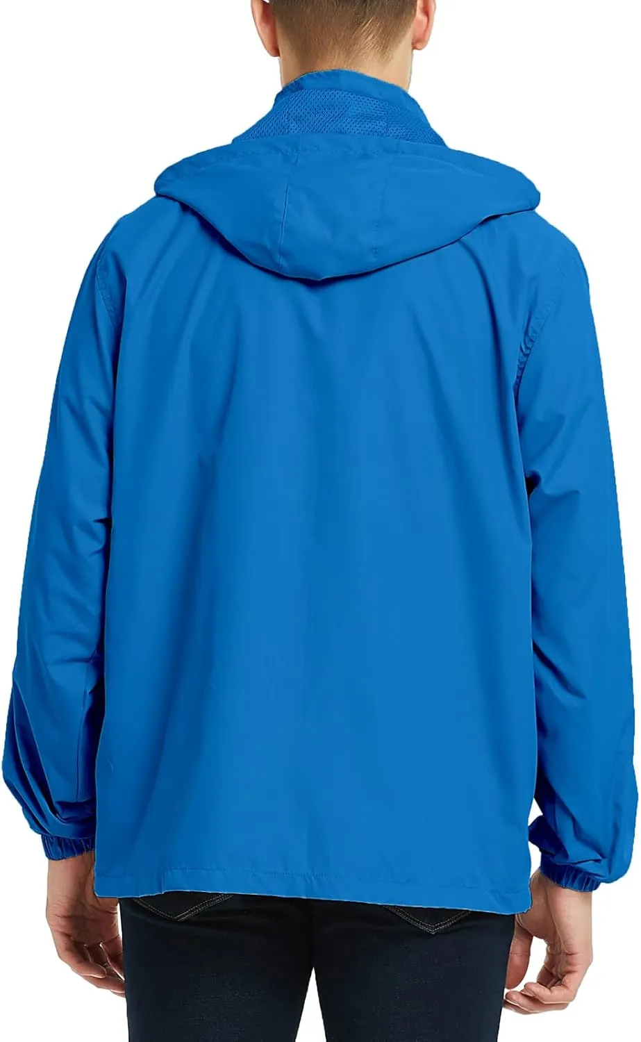 Mywu Mens Windbreaker Jackets Lightweight Rain Jacket Waterproof Raincoat with Hood Outdoor Running Hiking Cycling
