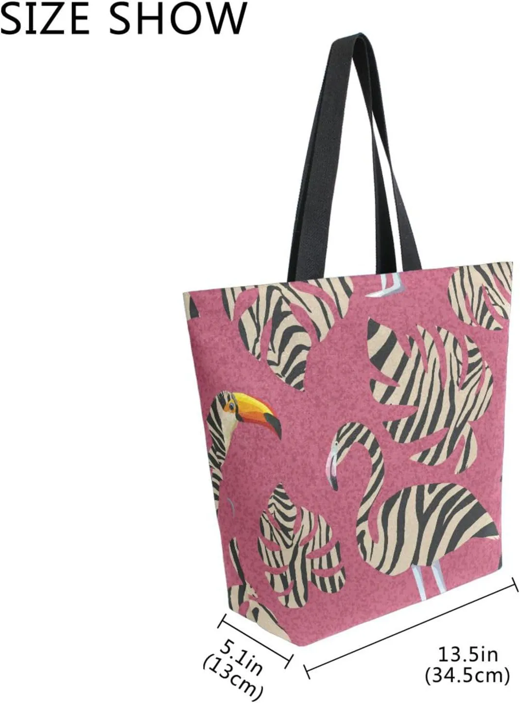 Naanle Canvas Tote Bag Large Womens Casual Shoulder Bag Handbag Canvas Tote Bag Reusable Grocery Shopping Bags for Women