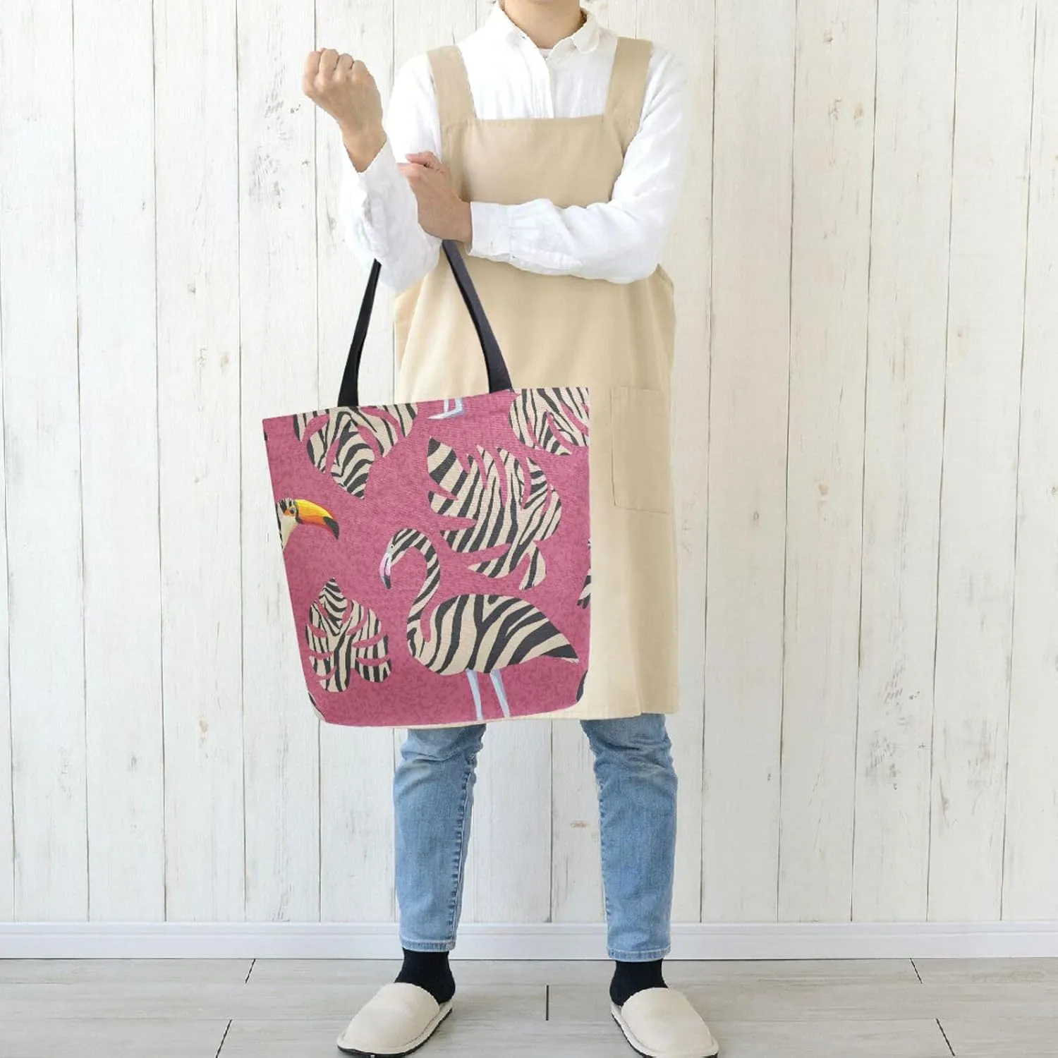 Naanle Canvas Tote Bag Large Womens Casual Shoulder Bag Handbag Canvas Tote Bag Reusable Grocery Shopping Bags for Women