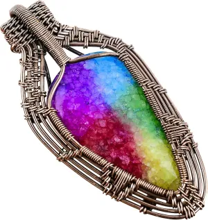 Natural Gemstone Pendant Copper Wire Wrapped Jewelry Necklace