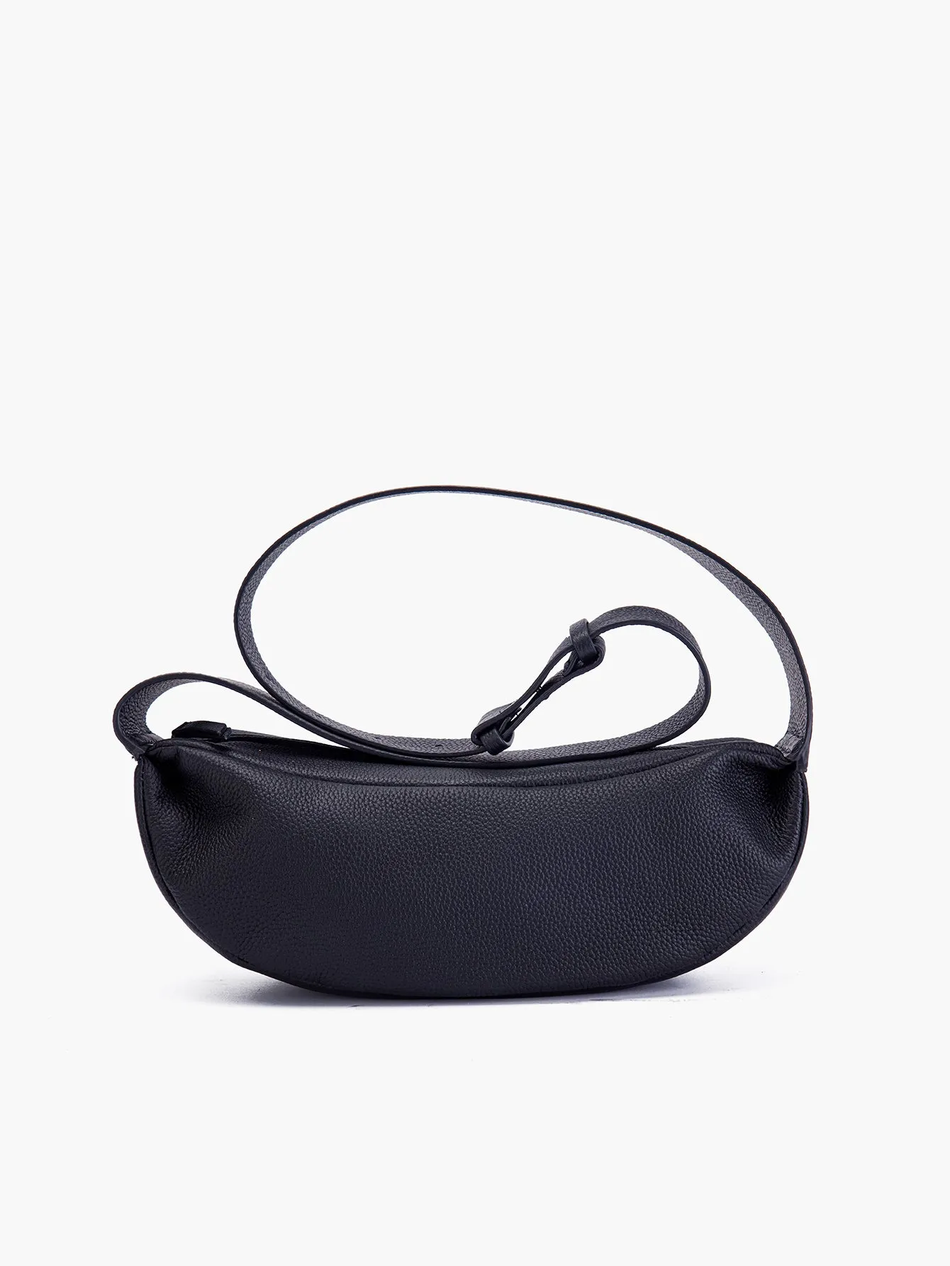 Natural Grain Leather Crescent Sling Bag For Women