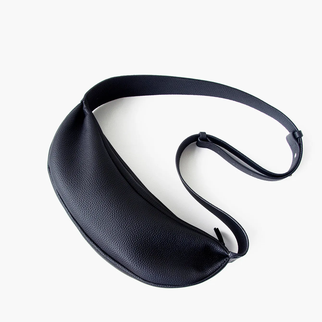 Natural Grain Leather Crescent Sling Bag For Women