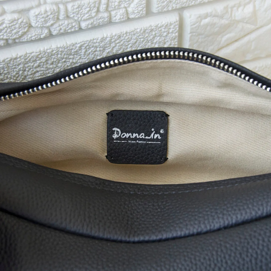 Natural Grain Leather Crescent Sling Bag For Women