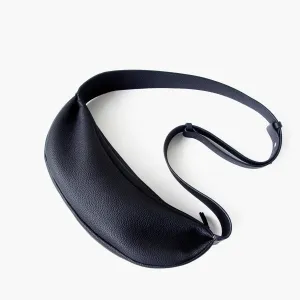 Natural Grain Leather Crescent Sling Bag For Women