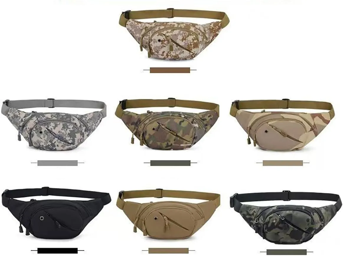 NCDUANSAN Men's running multifunctional wear-resistant waist bag, casual chest bag, large capacity, camouflage sports bag (brown)