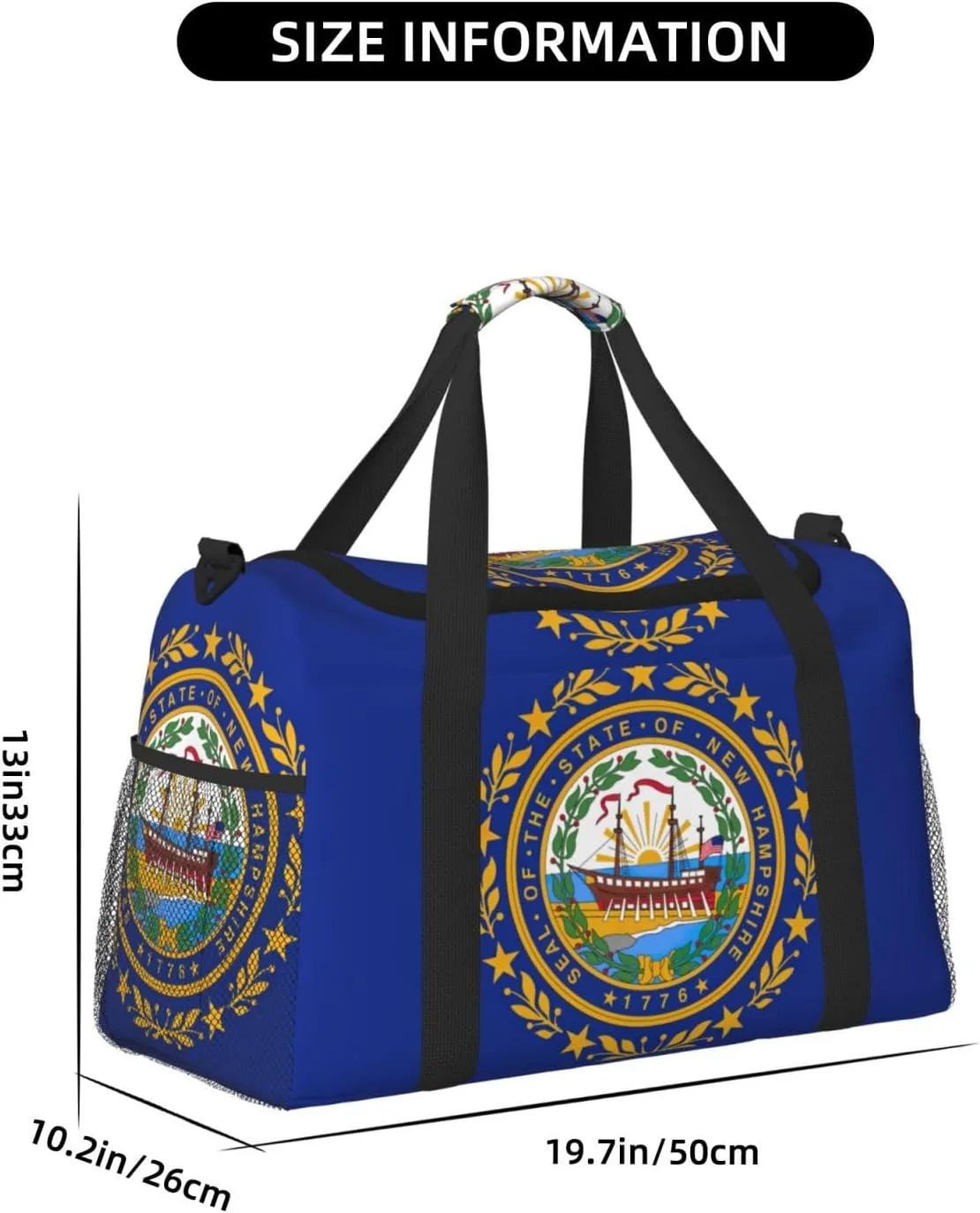 New Hampshire State Flag Travel Bag, Weekender Bags For Women Men For Outdoor Adventures, Ideal For Camping And Hiking