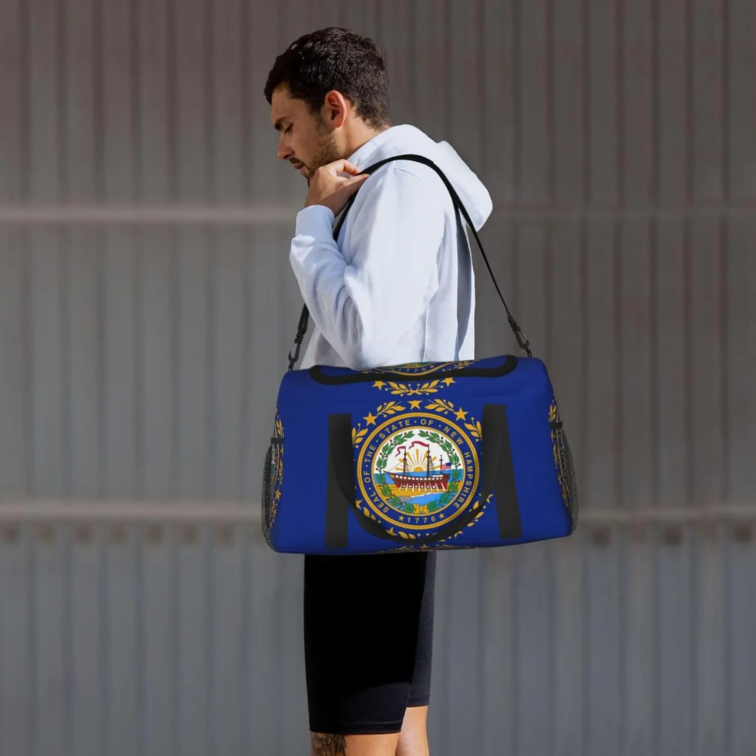 New Hampshire State Flag Travel Bag, Weekender Bags For Women Men For Outdoor Adventures, Ideal For Camping And Hiking