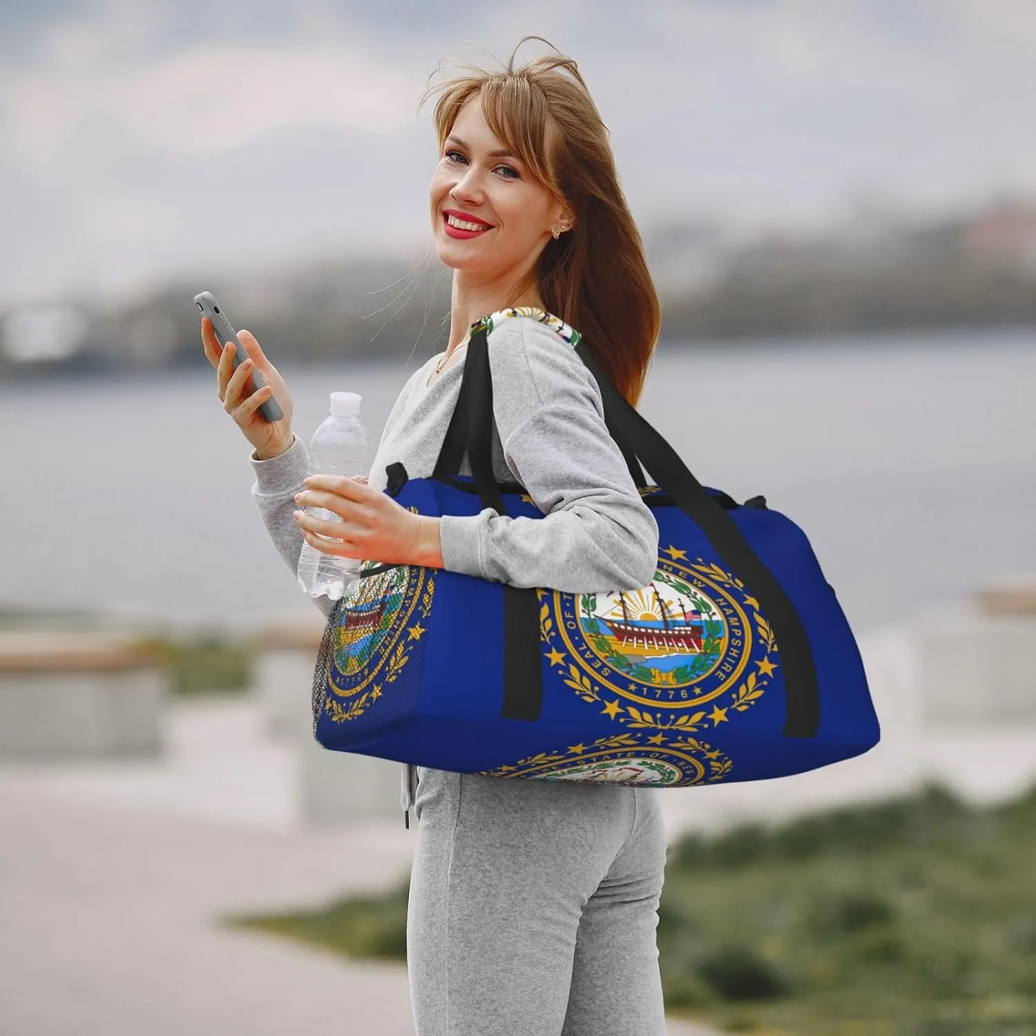 New Hampshire State Flag Travel Bag, Weekender Bags For Women Men For Outdoor Adventures, Ideal For Camping And Hiking