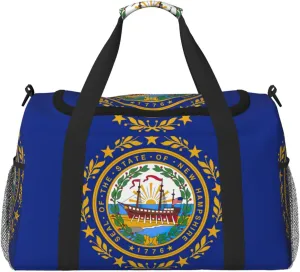 New Hampshire State Flag Travel Bag, Weekender Bags For Women Men For Outdoor Adventures, Ideal For Camping And Hiking