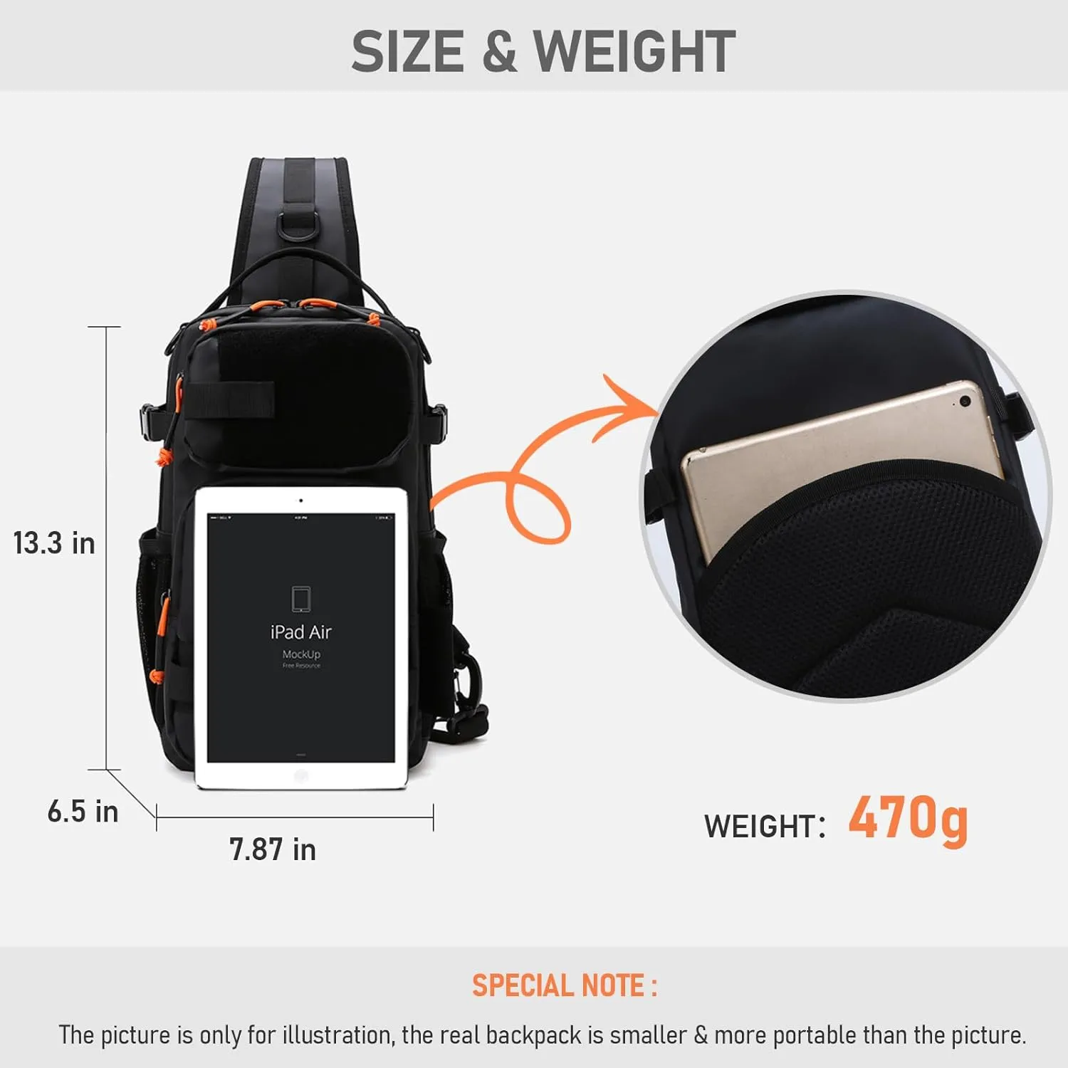 NEW VIEW Fishing Sling Bag, Waterproof Tackle Bag with Rod Holder, Fishing Shoulder Pack Fits Tackle Boxes & Gear, Fly Fishing Bags for Men (Black)