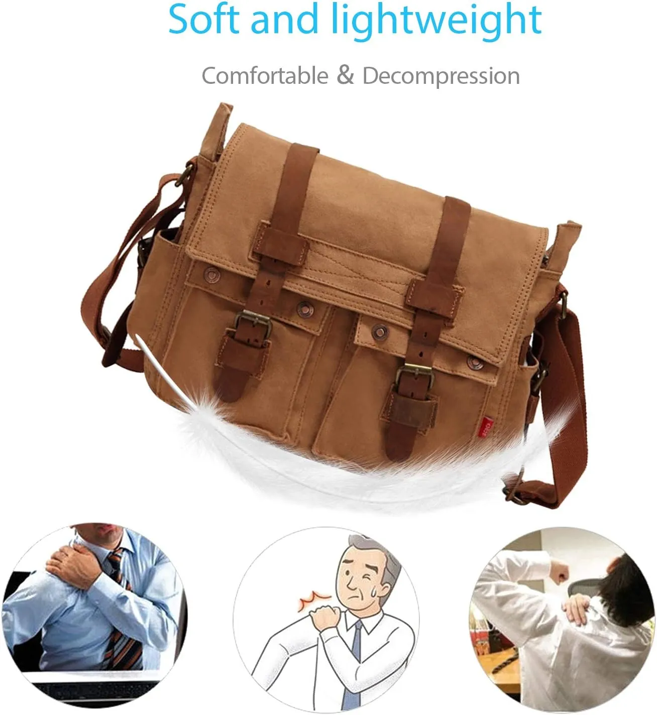 New Vintage Messenger Bag Satchel Bag bag Bookbag Casual Travel Shoulder Bag