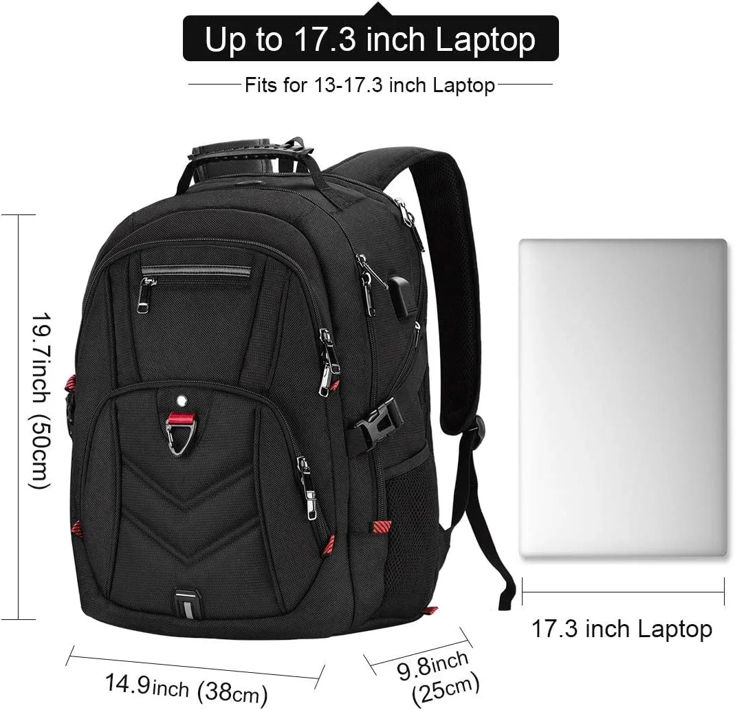 NEWHEY Laptop Backpack 17 Inch Business Travel Backpacks for Men Women Extra Large Waterproof TSA Anti Theft College Bookbags with USB Charging Port 17.3 Gaming Computer Backpack 45L, Black