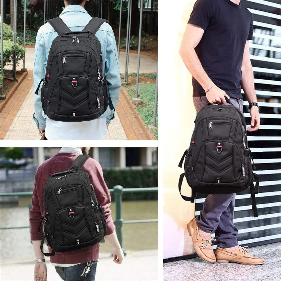 NEWHEY Laptop Backpack 17 Inch Business Travel Backpacks for Men Women Extra Large Waterproof TSA Anti Theft College Bookbags with USB Charging Port 17.3 Gaming Computer Backpack 45L, Black