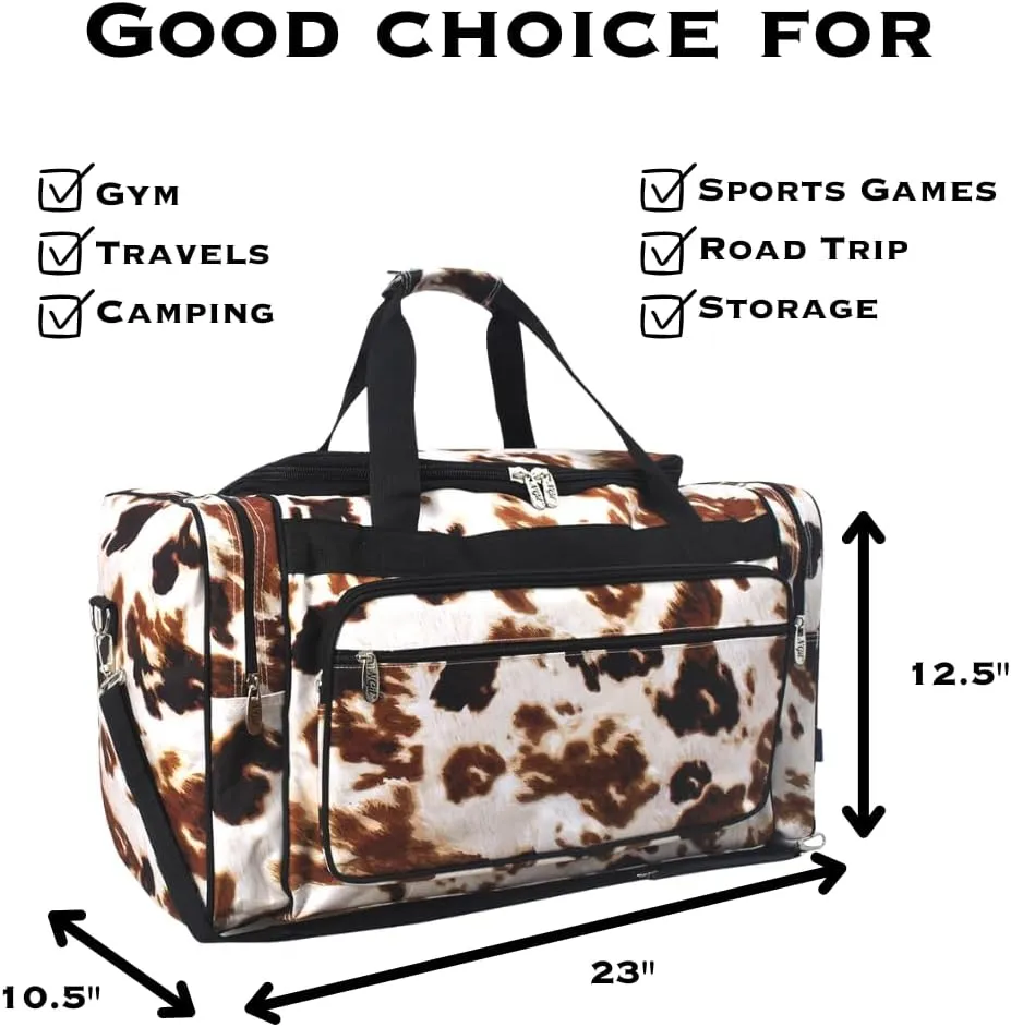NGIL Canvas 23" inch Duffle Bag (Cow Print)