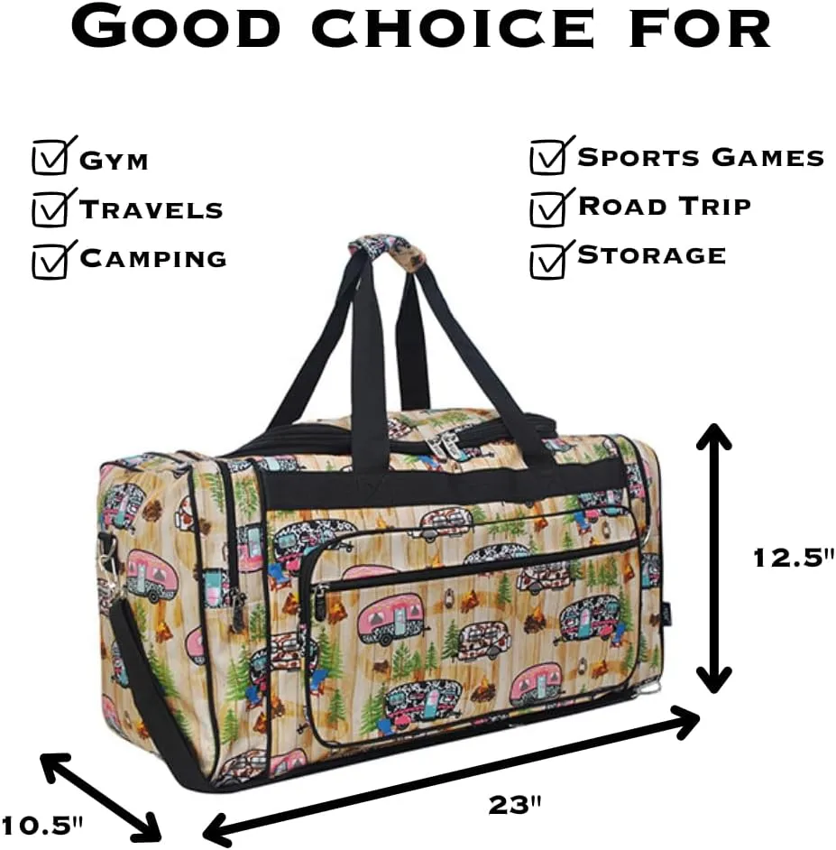 NGIL Canvas 23" inch Duffle Bag (Cute Camper-Black)
