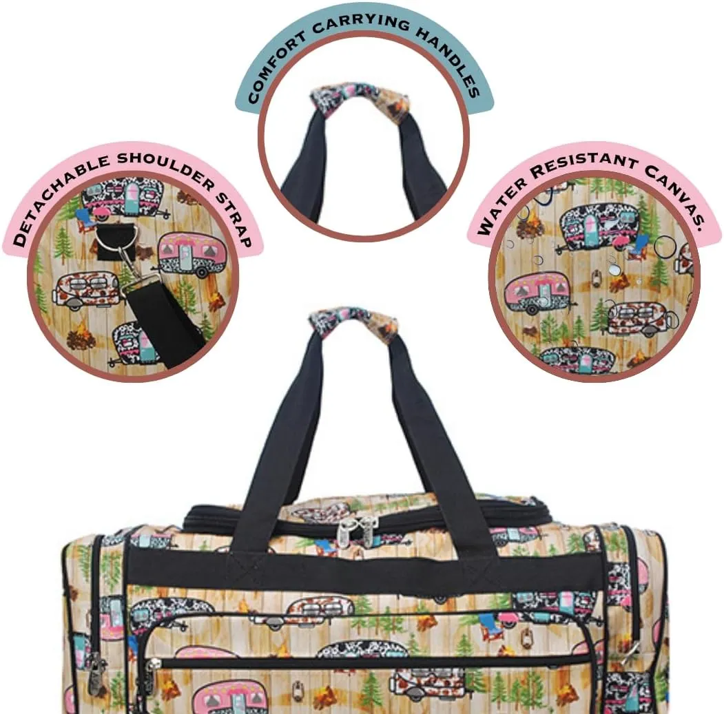 NGIL Canvas 23" inch Duffle Bag (Cute Camper-Black)