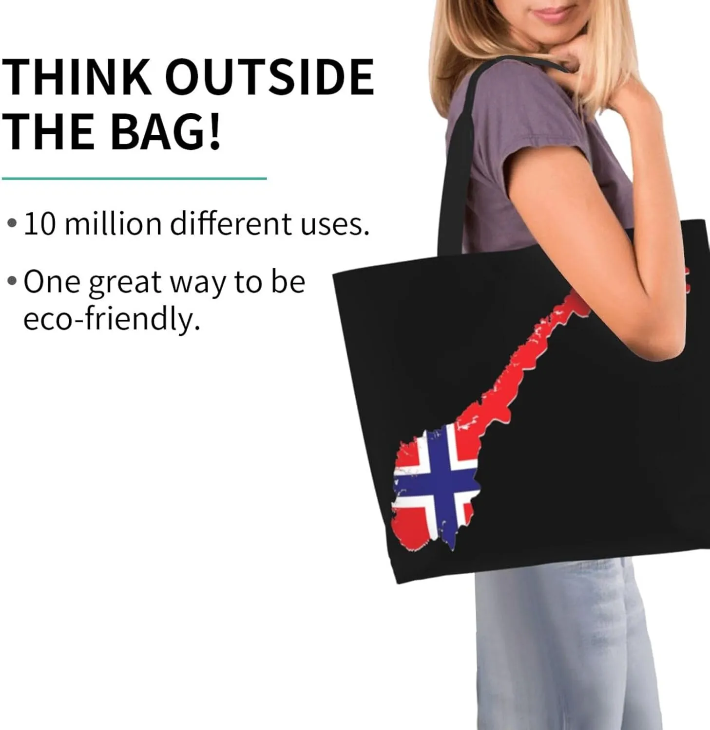 Norway Canvas Tote Bag Norway Flag Shoulder Bag Norwegians Casual Grocery Bags Norwegian Bags for Women Men