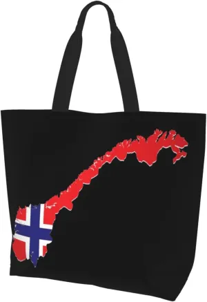 Norway Canvas Tote Bag Norway Flag Shoulder Bag Norwegians Casual Grocery Bags Norwegian Bags for Women Men