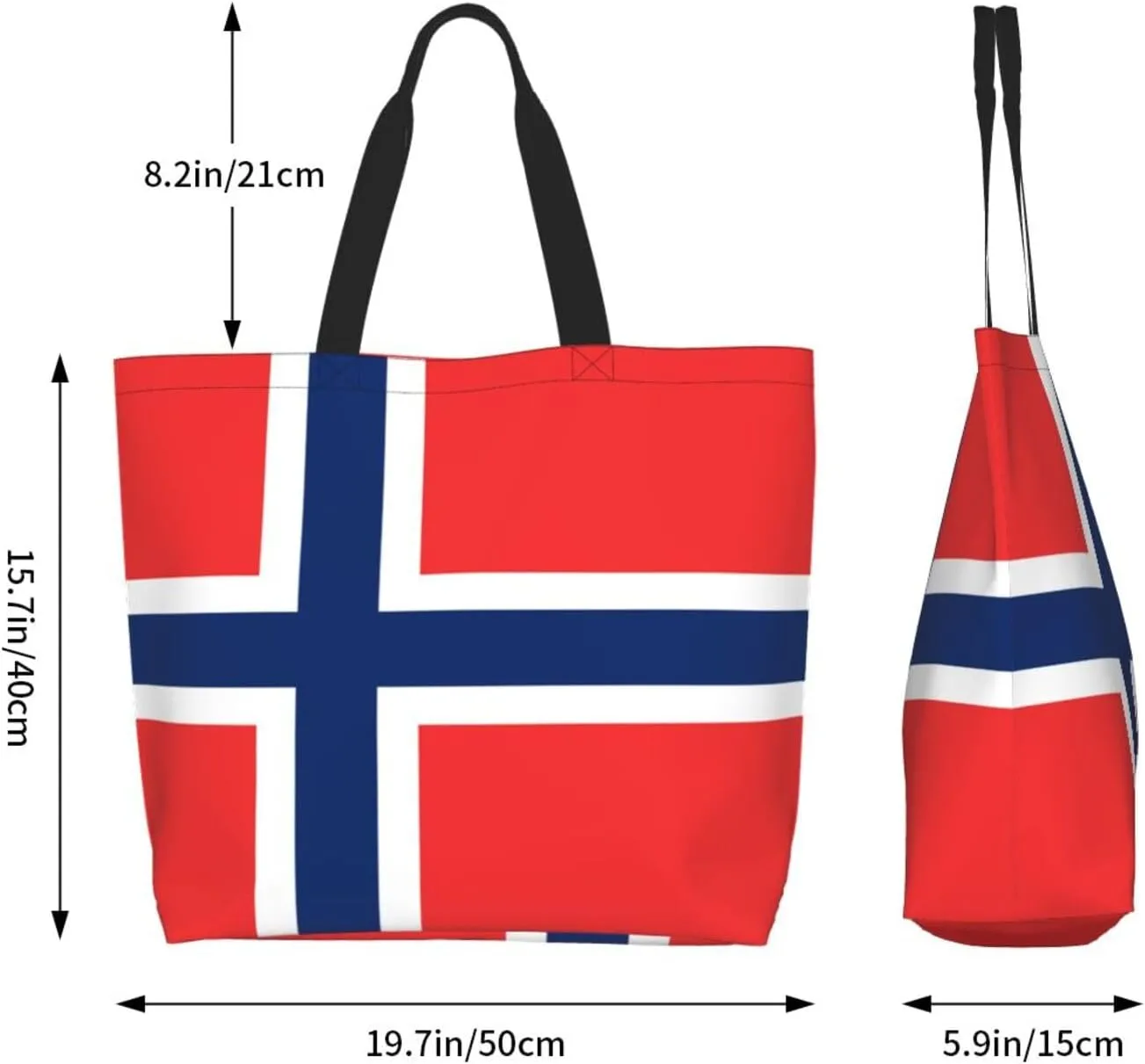 Norway Canvas Tote Bag Norway Flag Shoulder Bag Norwegians Casual Grocery Bags Norwegian Bags for Women Men