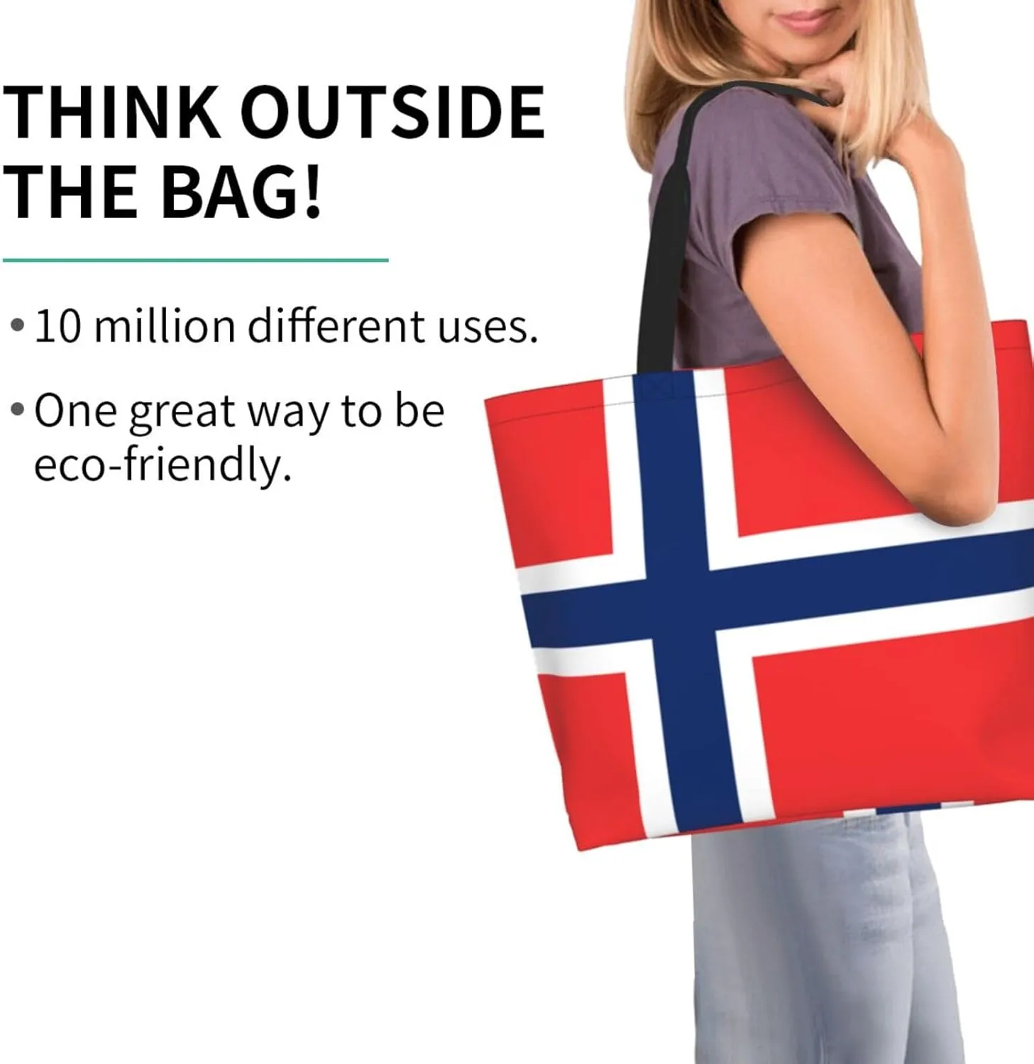 Norway Canvas Tote Bag Norway Flag Shoulder Bag Norwegians Casual Grocery Bags Norwegian Bags for Women Men