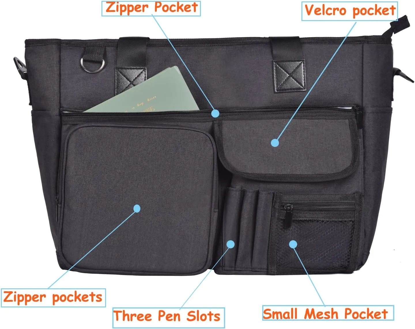 Nurse Tote Bag for Work with Multiple Pockets Clinical Teacher Bag