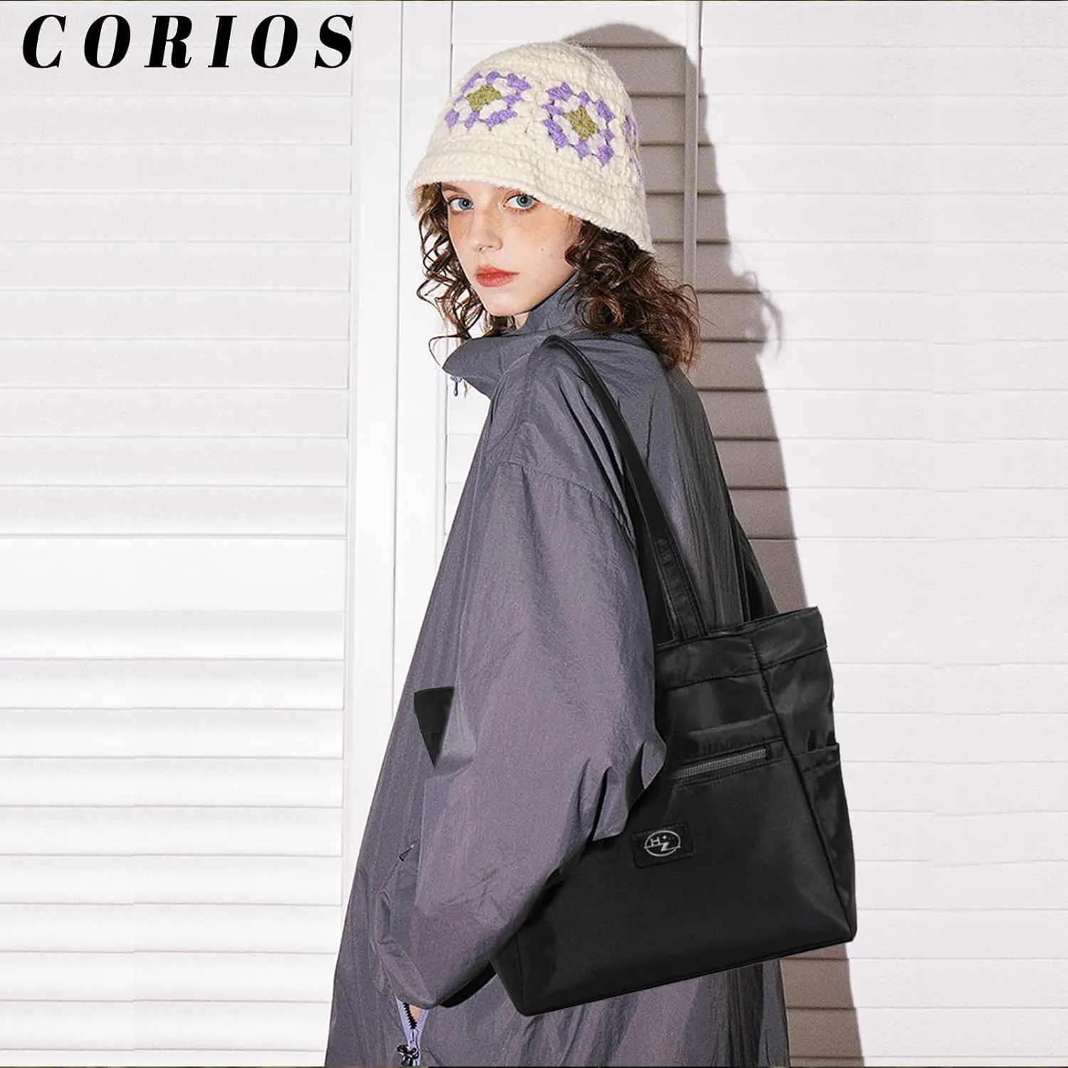 Nylon Shoulder Bag for Women Waterproof Handbag Casual Lightweight Tote Bag Multi Pockets Top Handle Bag Underarm Bag