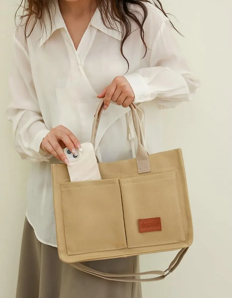 Obosoyo Canvas Tote Bag Purses for Women Large Canvas Work Shoulder Bags Casual Crossbody Purse for Travel Daily